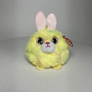 TY Puffies (Beanie Balls) Plush LEMON the Yellow Easter Bunny Rabbit 3”